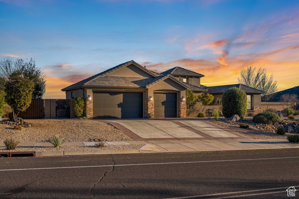 View of front of house with a garage