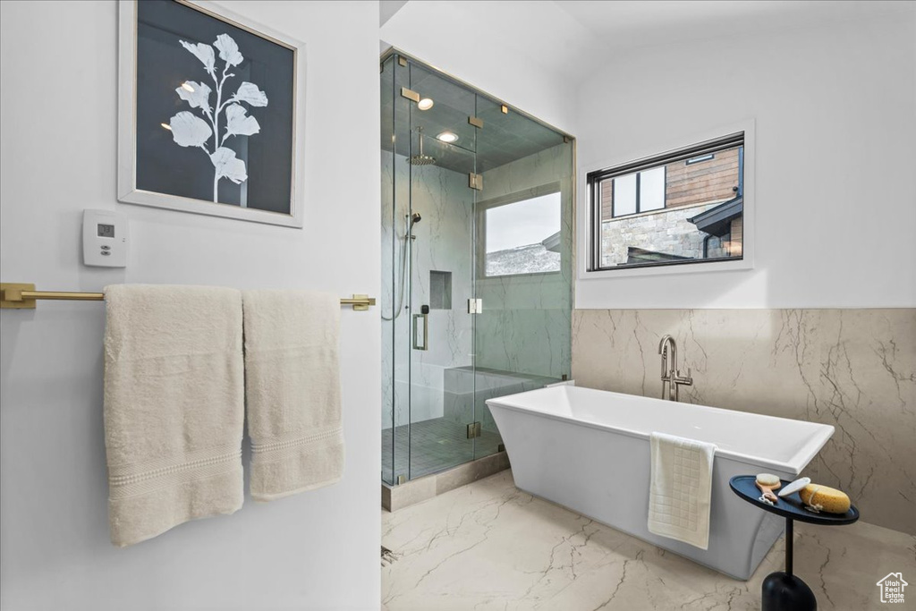 Bathroom with independent shower and bath