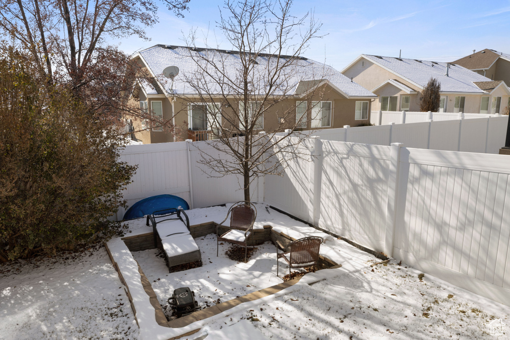 View of snow covered patio