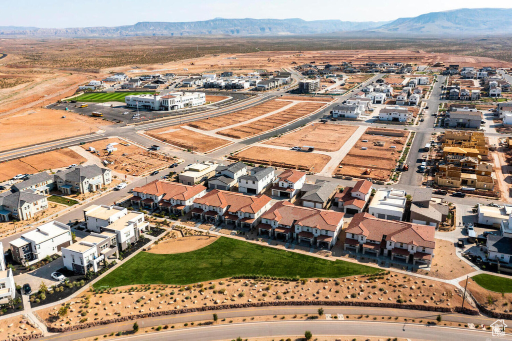 Aerial view featuring a mountain view