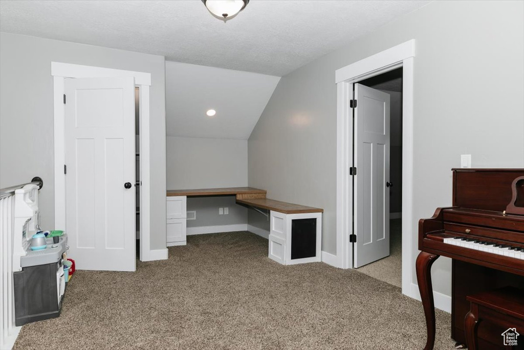 Interior space featuring vaulted ceiling