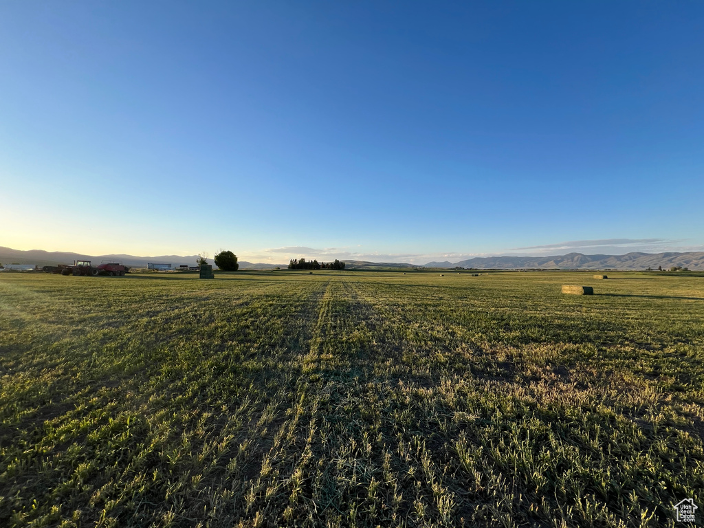 View of yard with a mountain view and a rural view