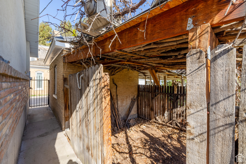 View of horse barn