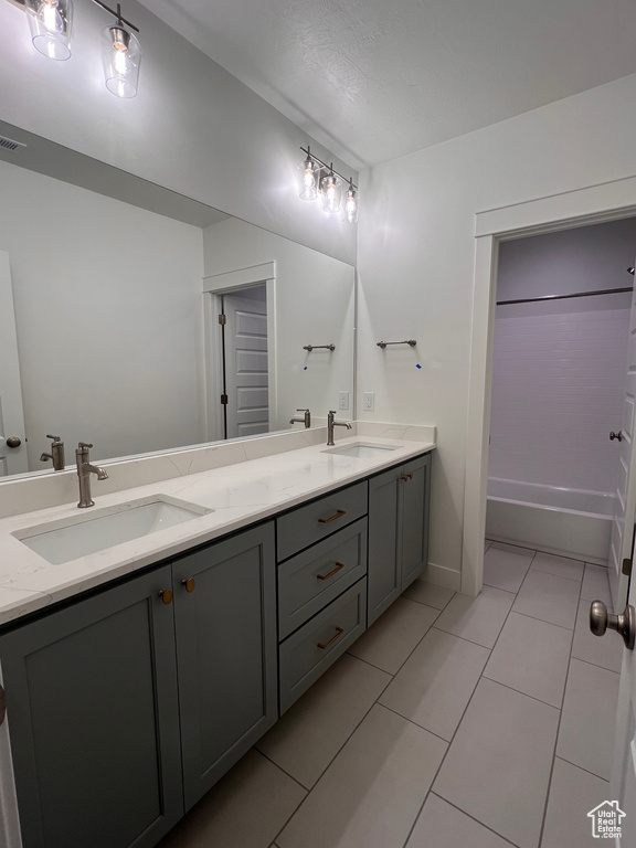 Bathroom featuring tile patterned floors and vanity
