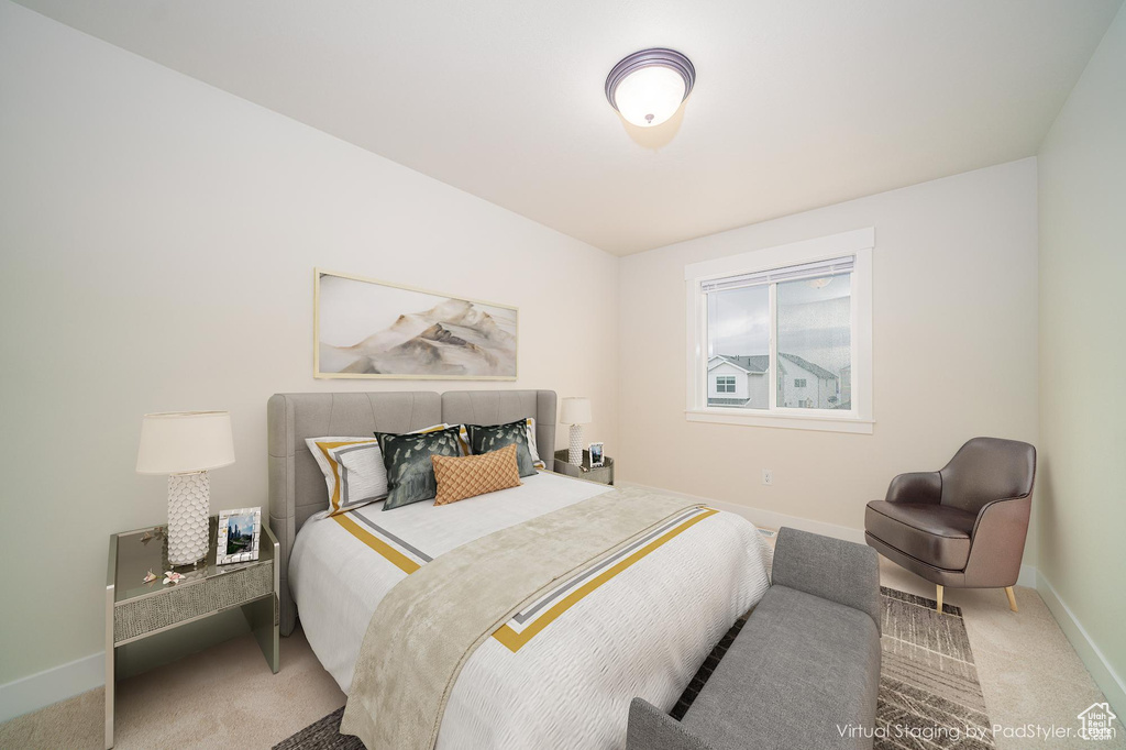 Bedroom with carpet