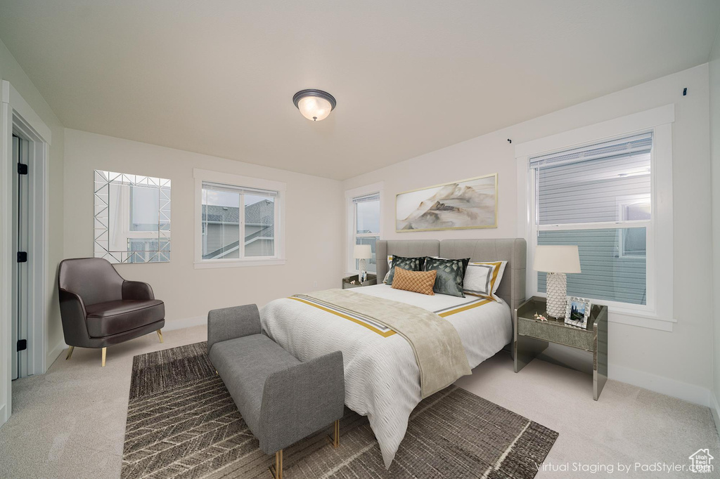 Bedroom with carpet