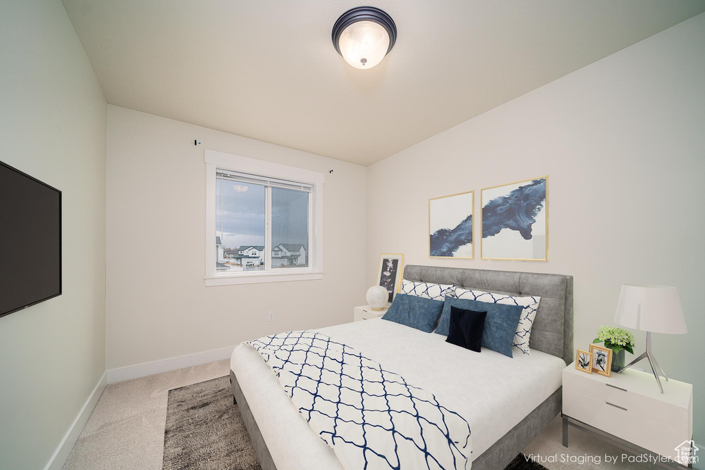 Bedroom with carpet floors