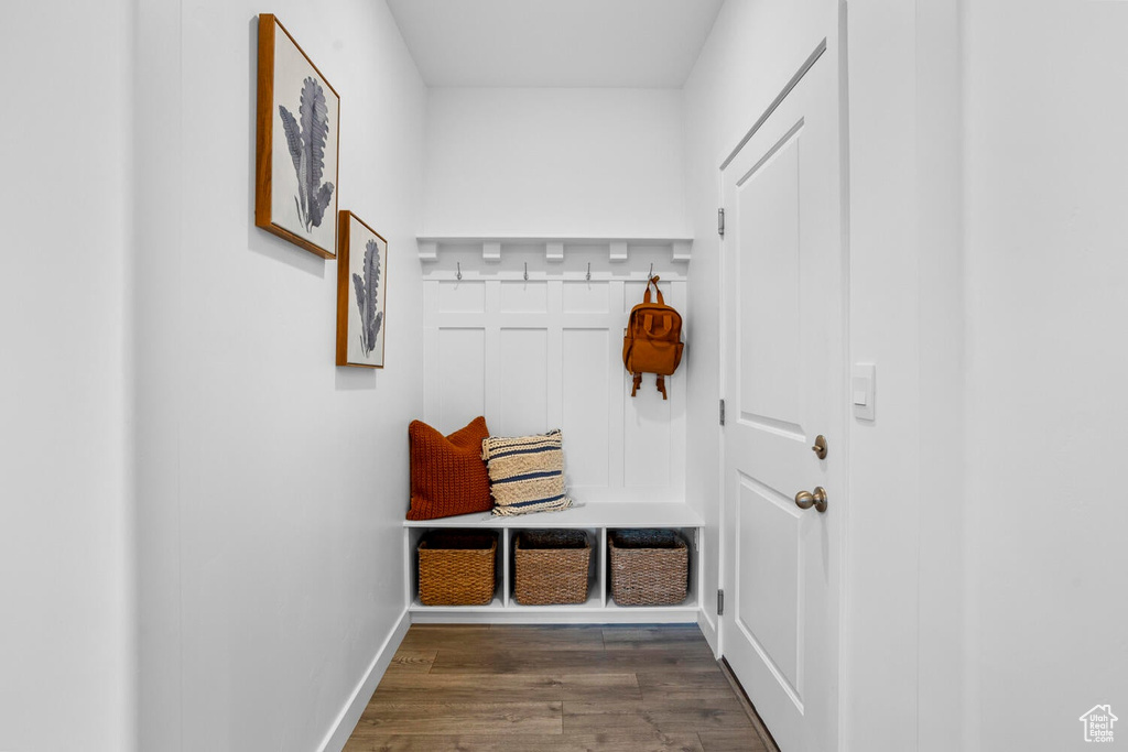 Mudroom featuring dark hardwood / wood-style floors