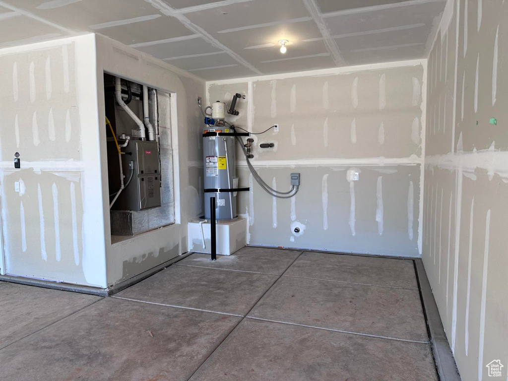 Interior space with secured water heater