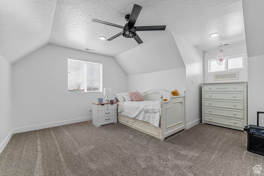 Unfurnished bedroom featuring multiple windows, carpet flooring, and a textured ceiling