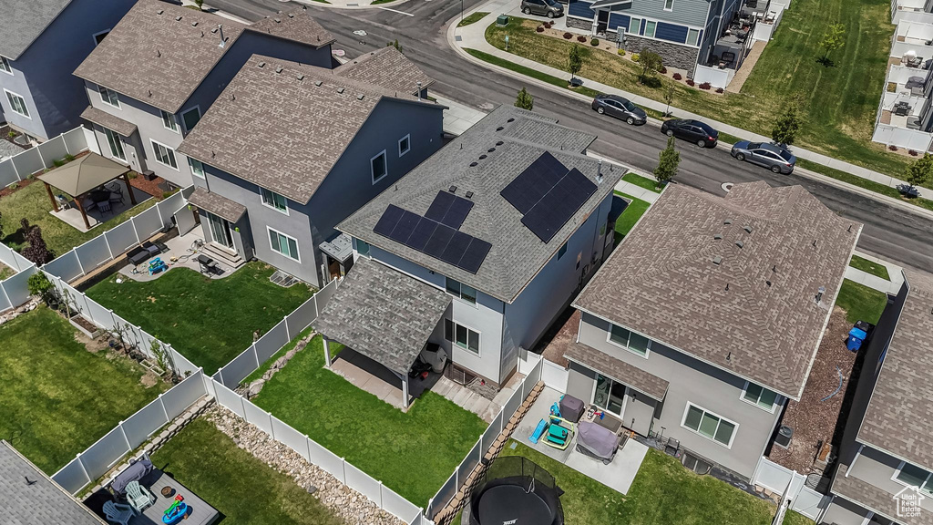 Aerial perspective of suburban area