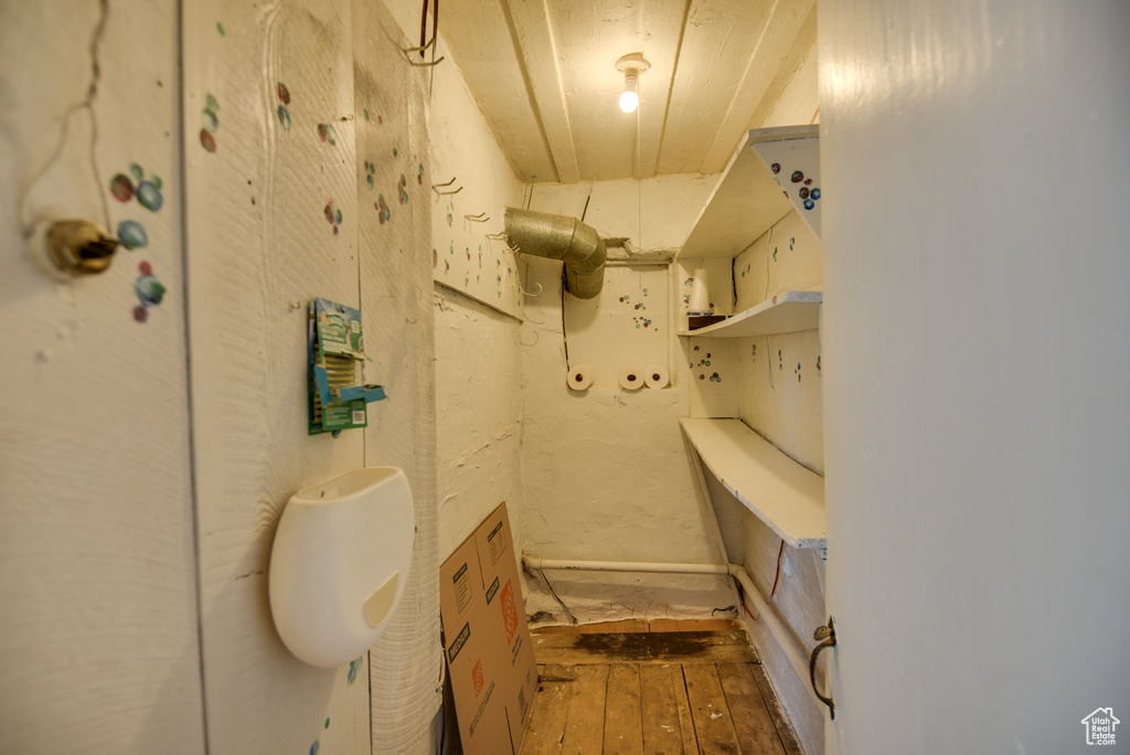 Bathroom with wood-type flooring