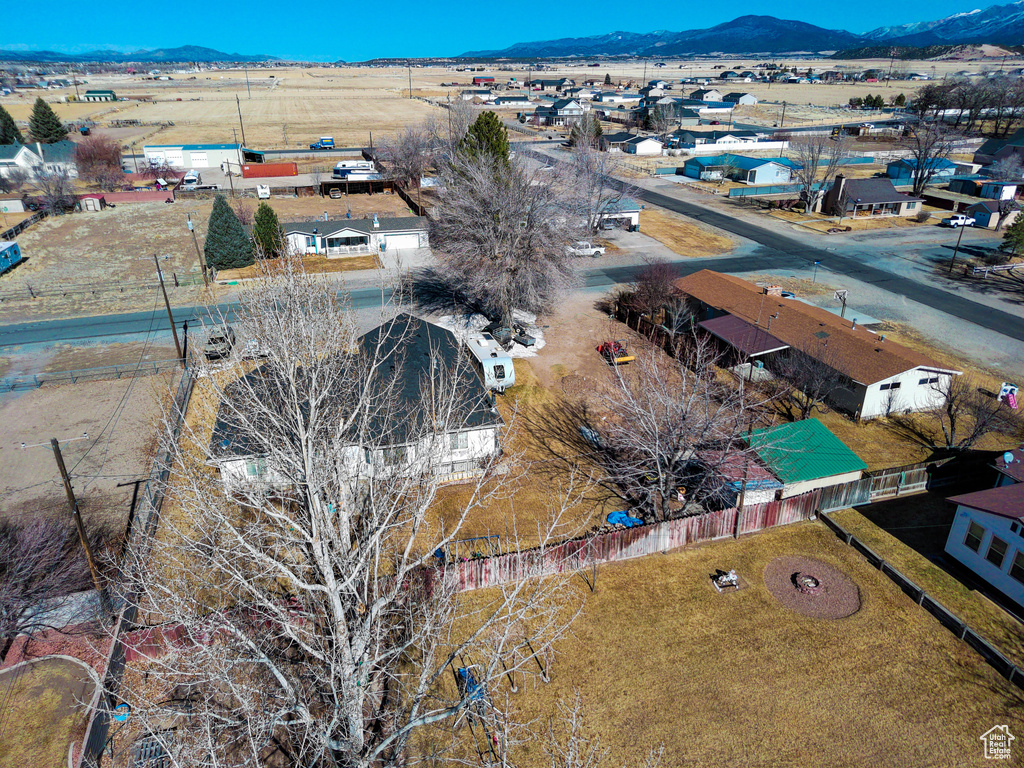 Aerial view featuring a mountain view