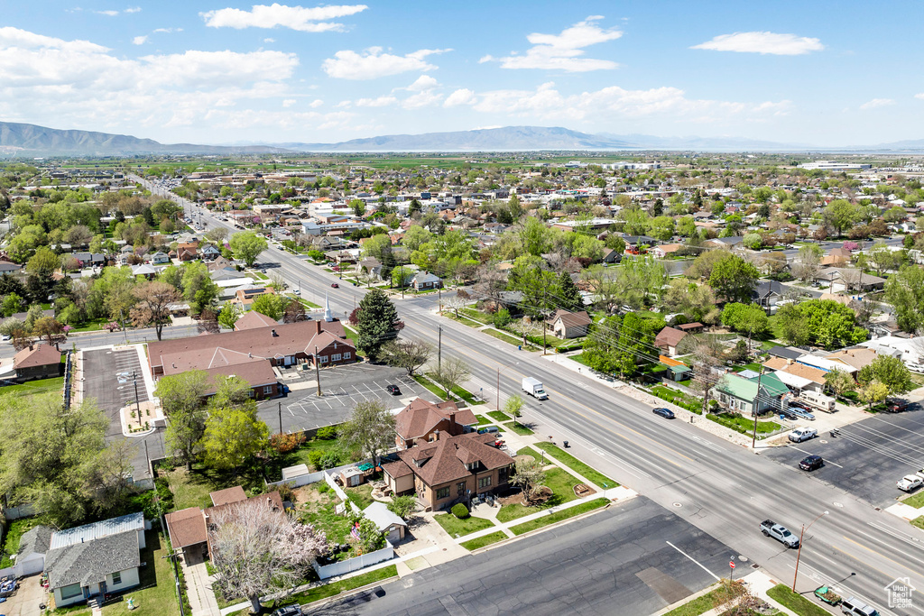 Drone / aerial view with a mountain view