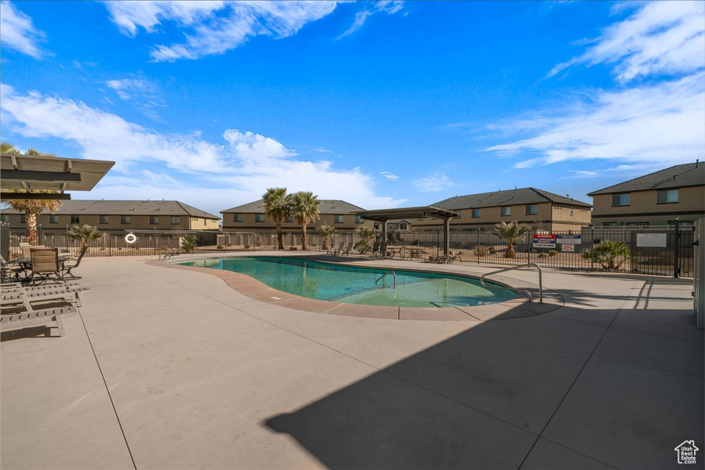 View of pool featuring a patio area