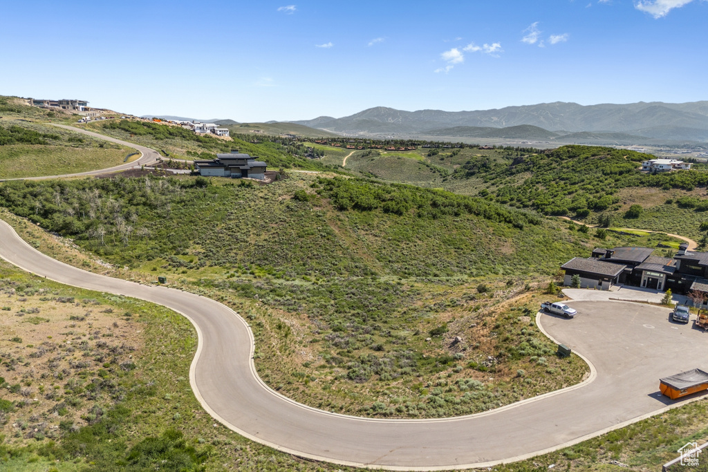 Aerial view of a mountainous background