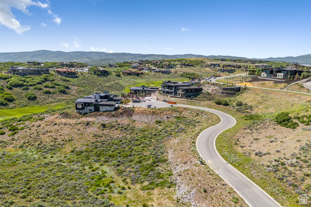 Drone / aerial view of a mountainous background