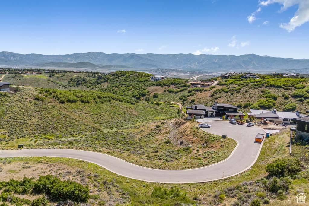 Aerial view of a mountain backdrop