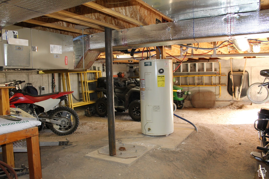 Basement with water heater