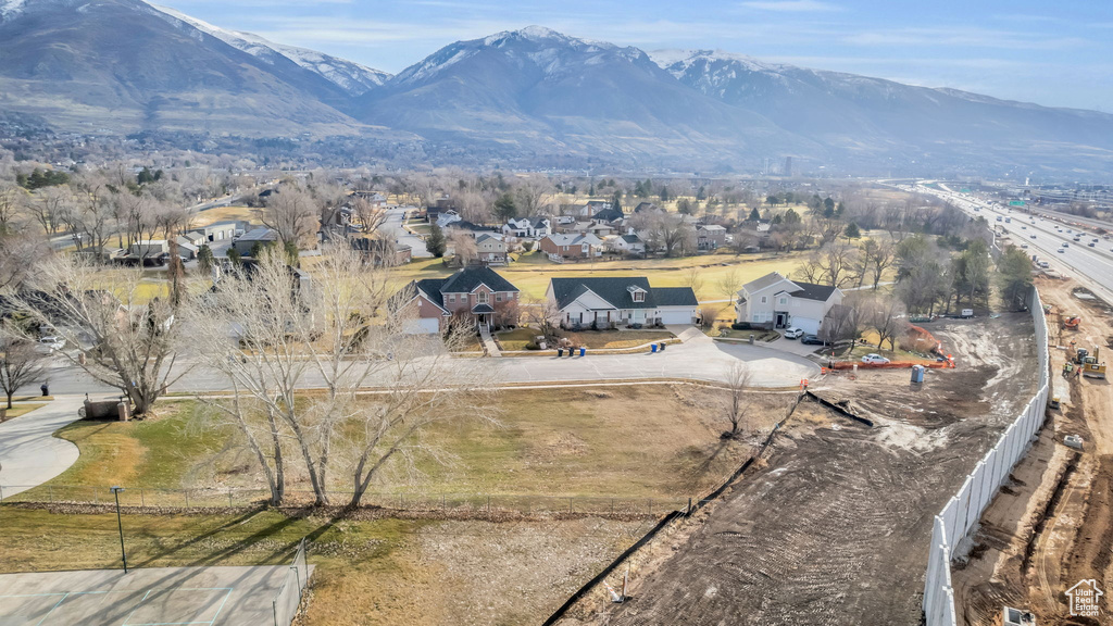 Aerial view featuring a mountain view
