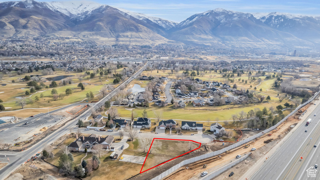 Bird\'s eye view featuring a mountain view