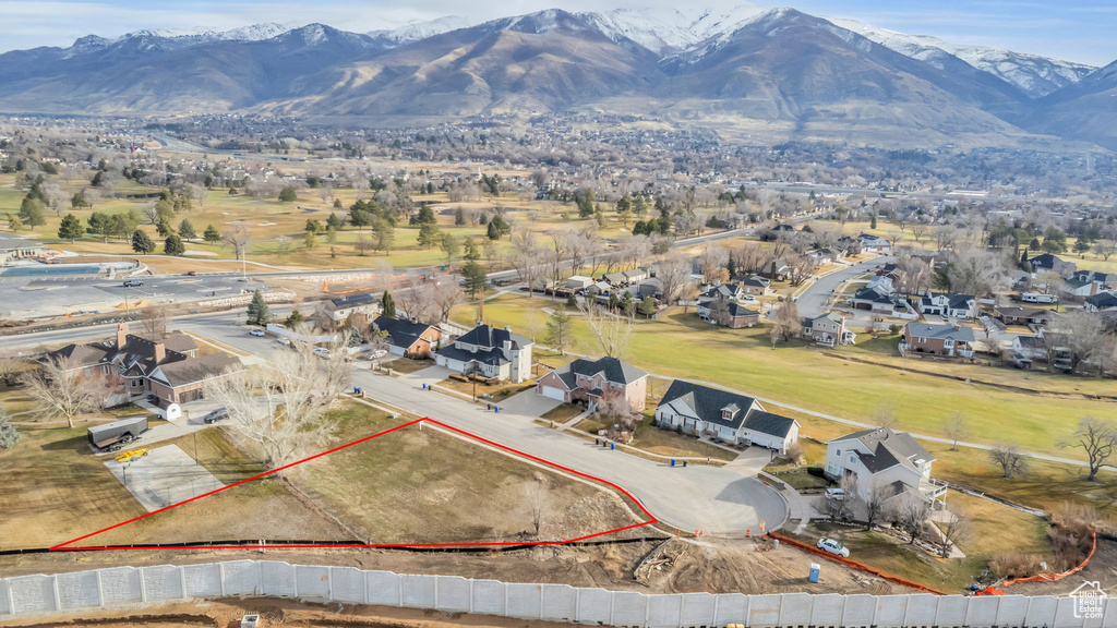 Bird\'s eye view featuring a mountain view