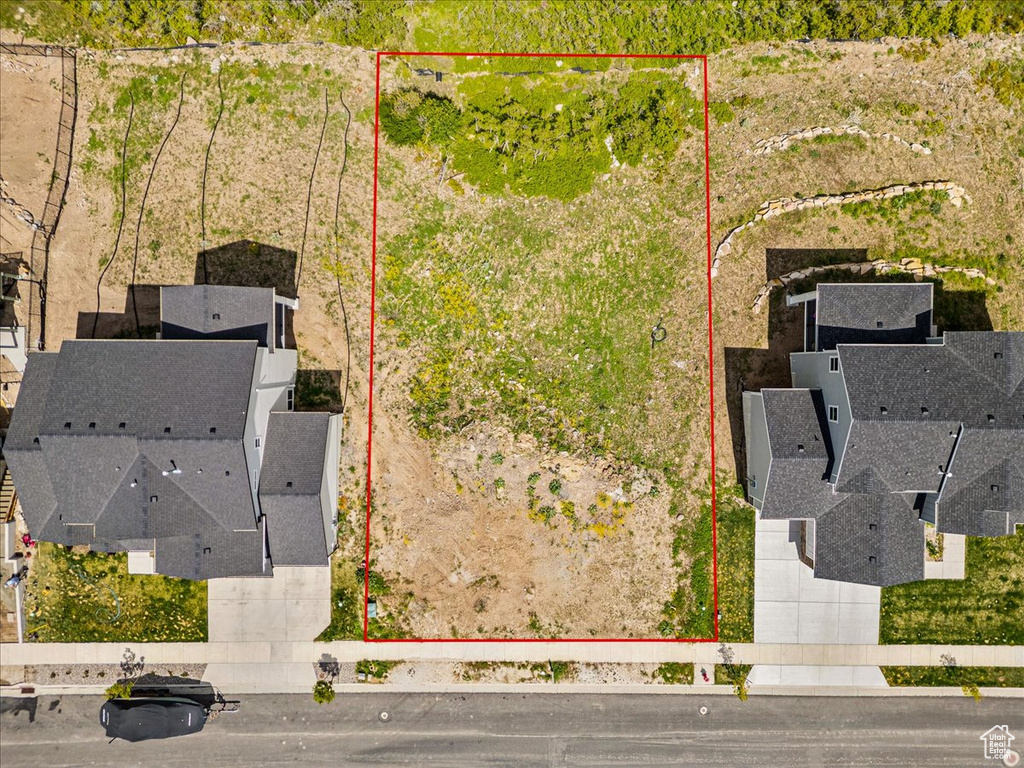 Aerial overview of property's location with property boundaries highlighted