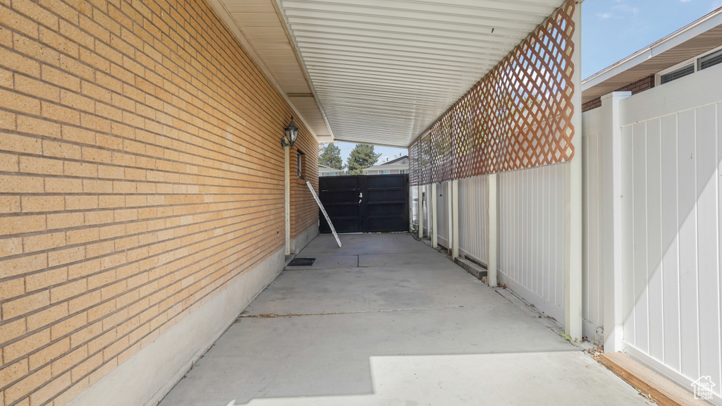 View of home\'s exterior featuring brick siding