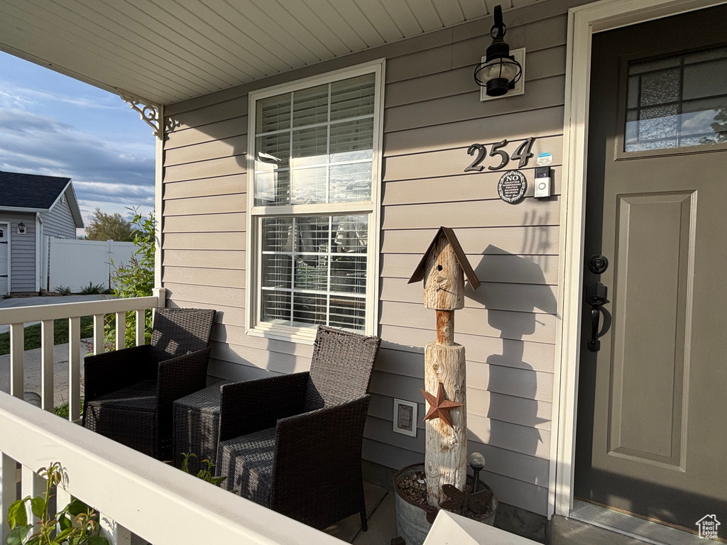 Property entrance featuring a porch