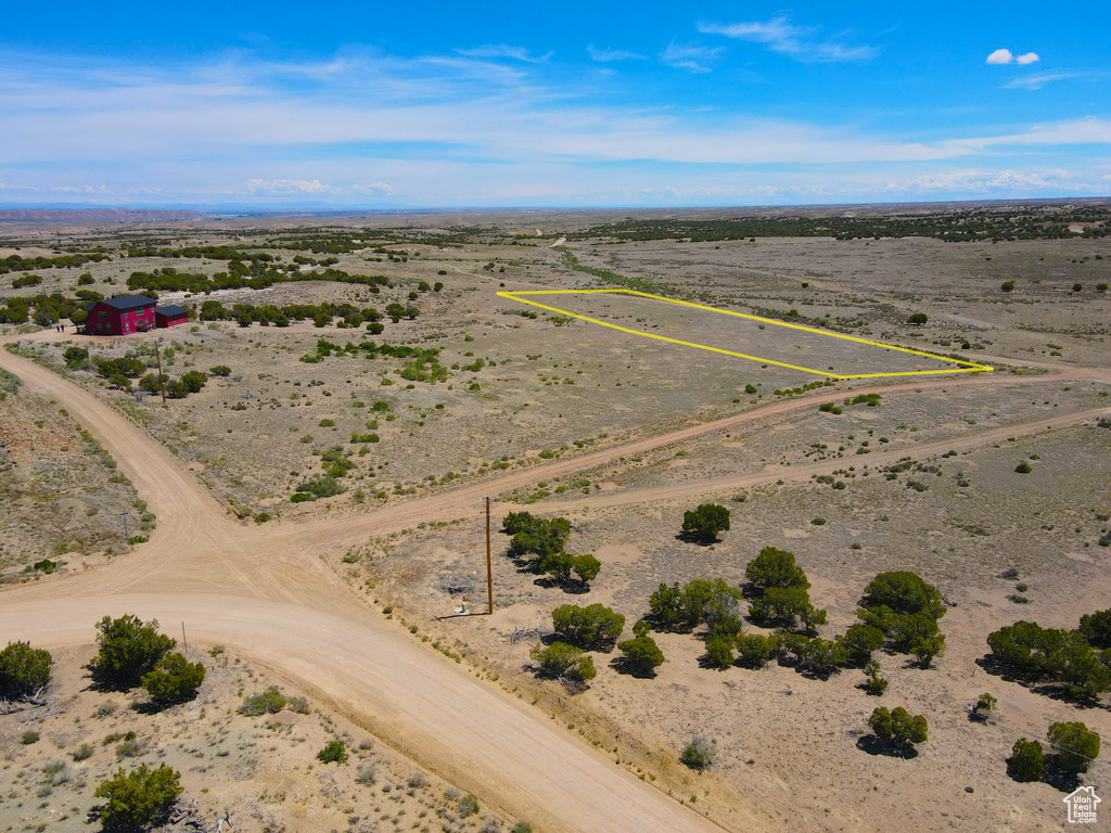 Aerial view of sparsely populated area featuring a desert landscape