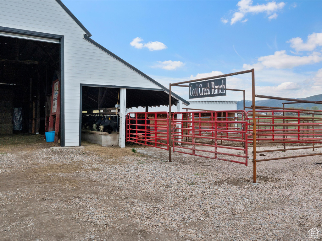 View of horse barn