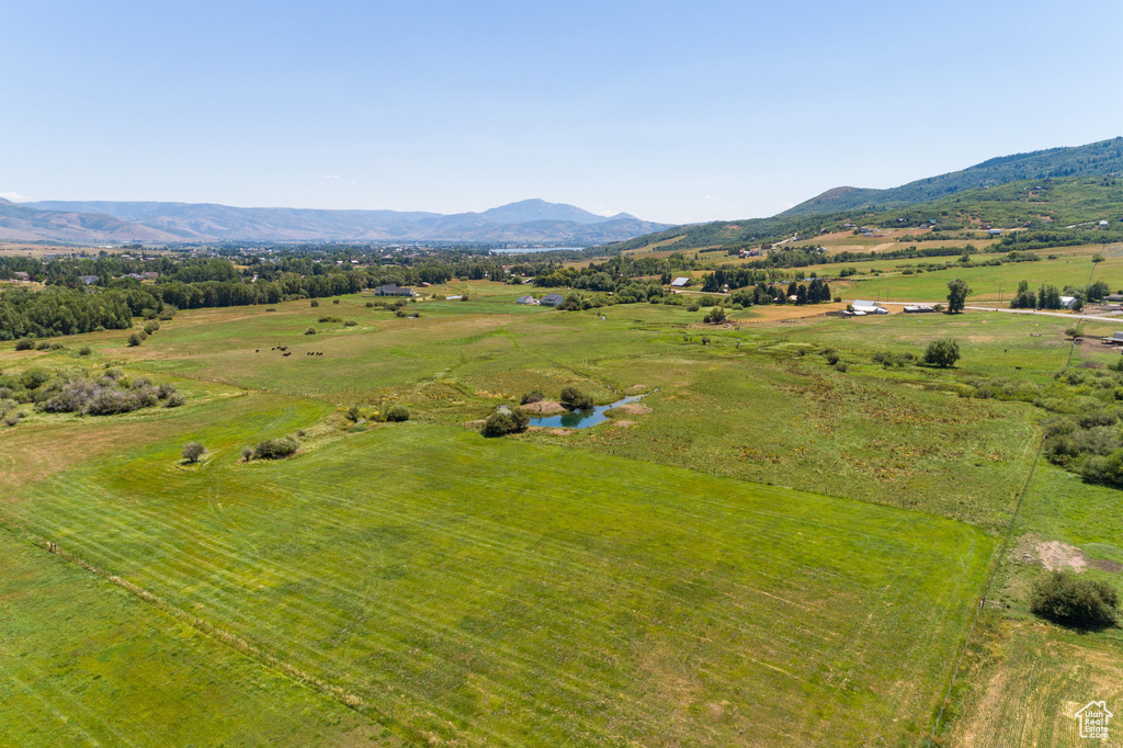 Aerial view with a rural view and a mountain view