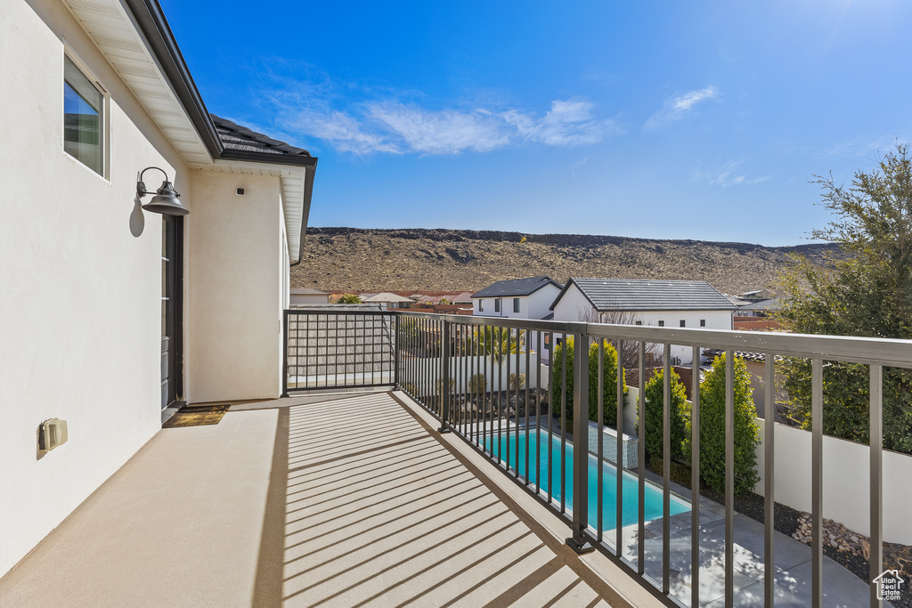 Balcony with a mountain view