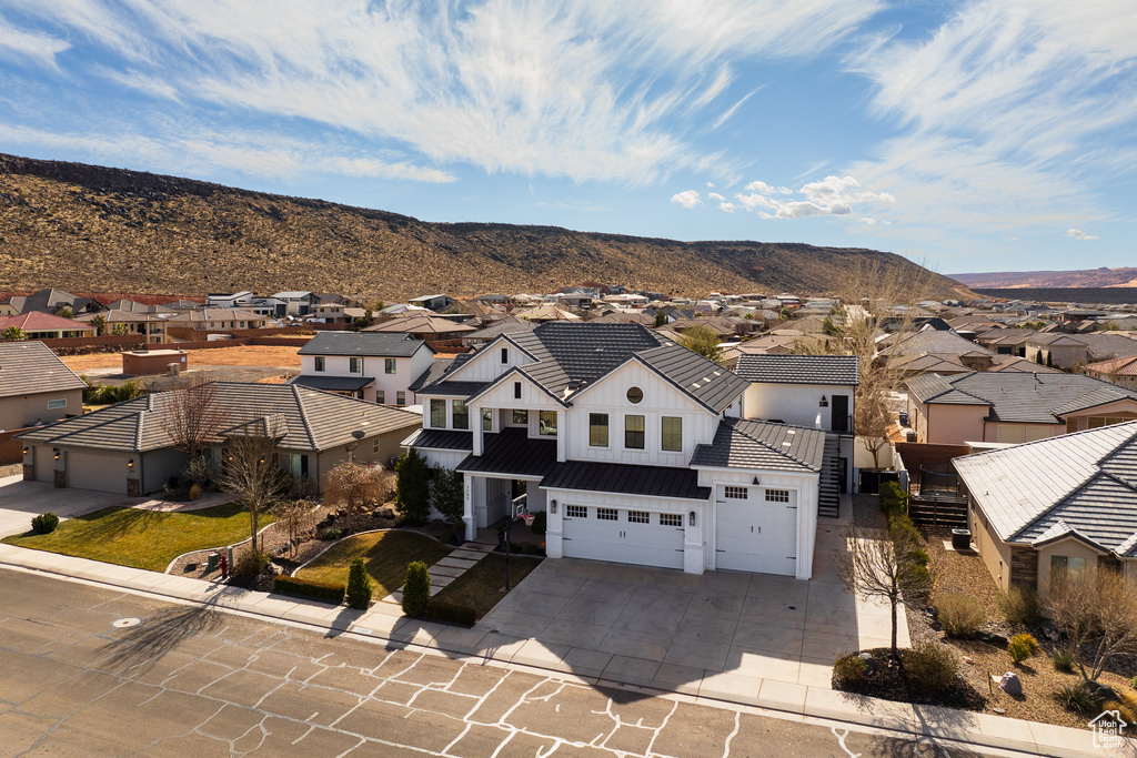 Drone / aerial view with a mountain view