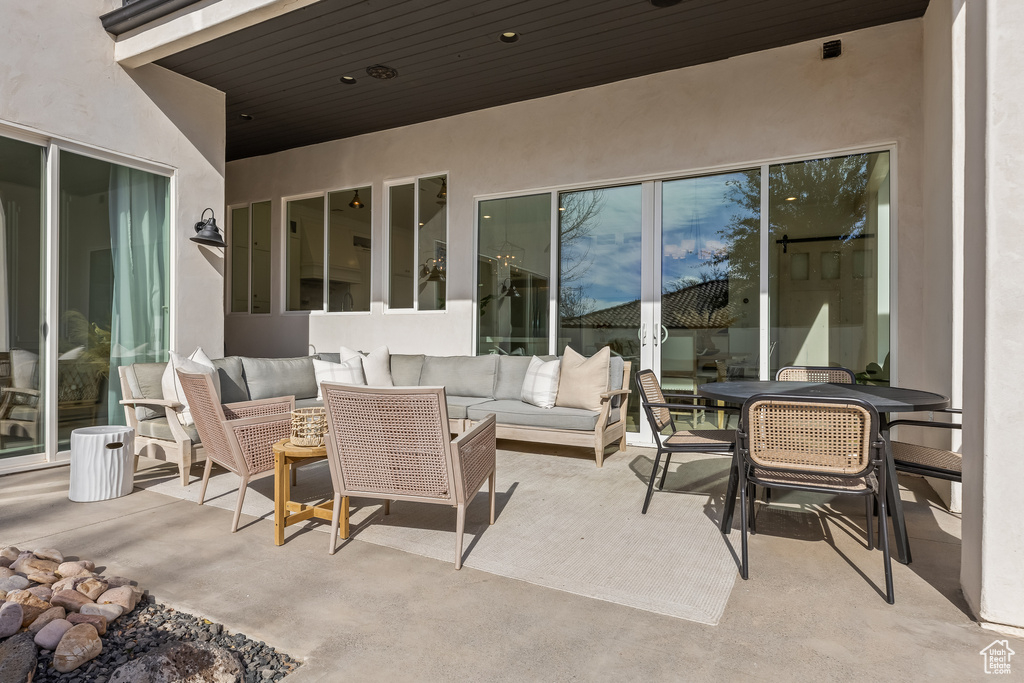 View of patio featuring an outdoor living space