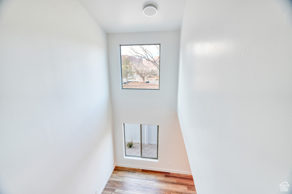 Interior space with hardwood / wood-style flooring