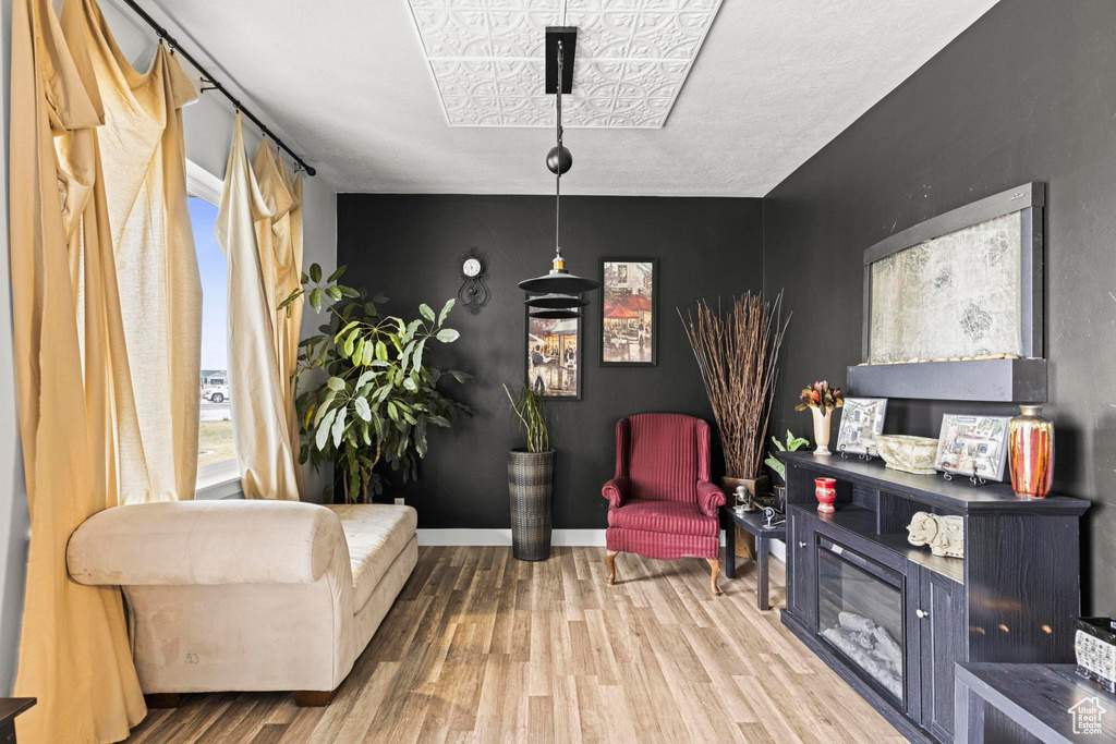 Living area featuring hardwood / wood-style flooring