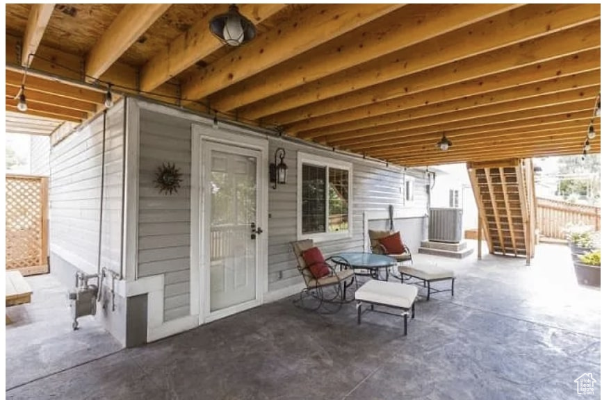 View of patio / terrace featuring central air condition unit