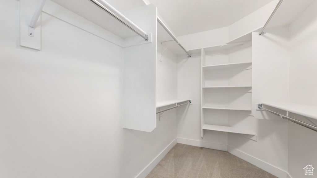 Spacious closet with carpet floors