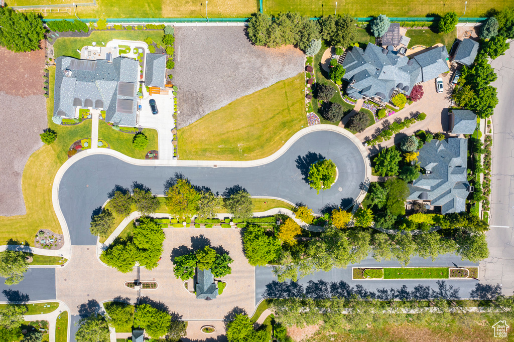 Aerial perspective of suburban area