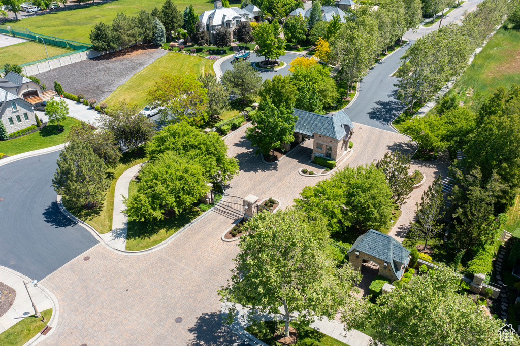 Aerial perspective of suburban area