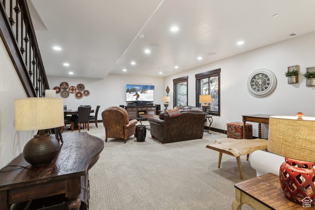 View of carpeted living room