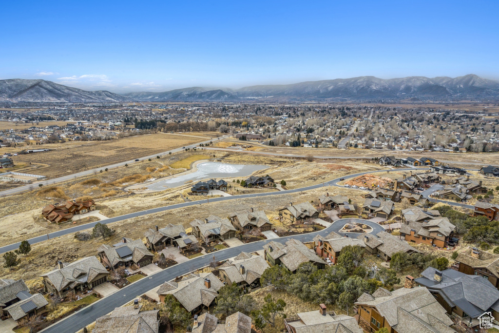 Bird\'s eye view featuring a mountain view