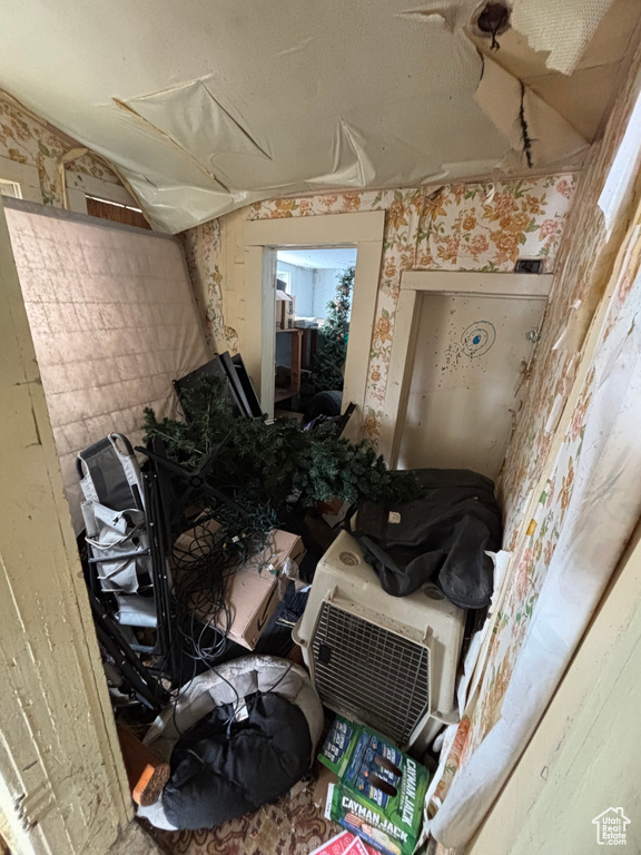 Miscellaneous room with lofted ceiling