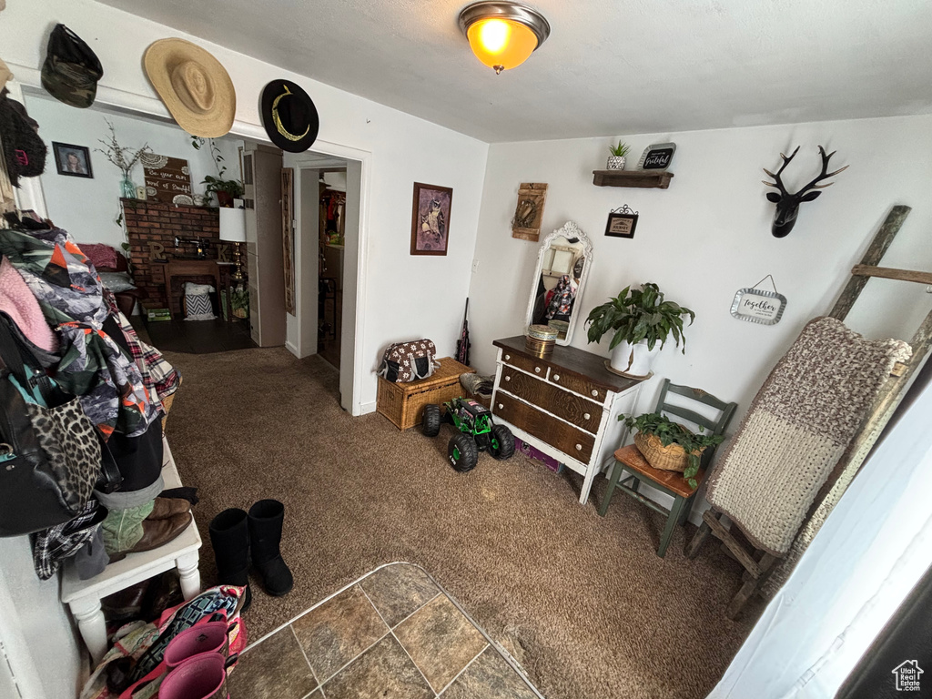 Interior space with carpet floors