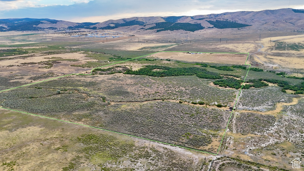 Drone / aerial view featuring a mountain view