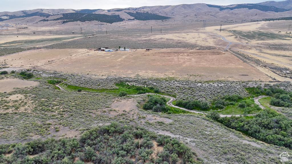 Bird's eye view featuring a rural view and a mountain view