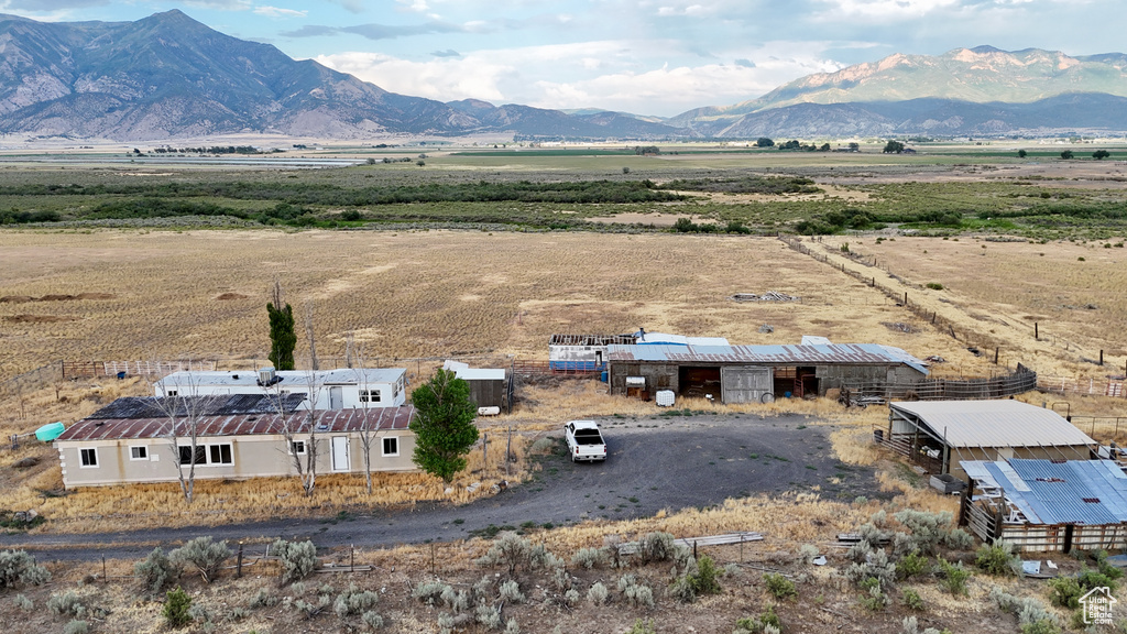 Aerial view with a mountain view and a rural view