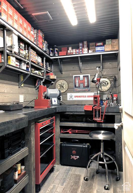 Interior space with wine cooler