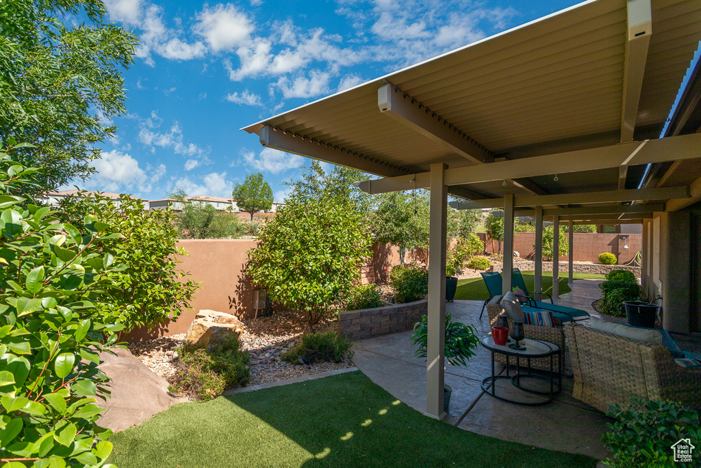 View of yard with a patio area